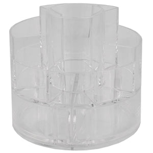 Round Shatter-Resistant 5 Compartment Plastic Compact Cosmetic Organizer, Clear