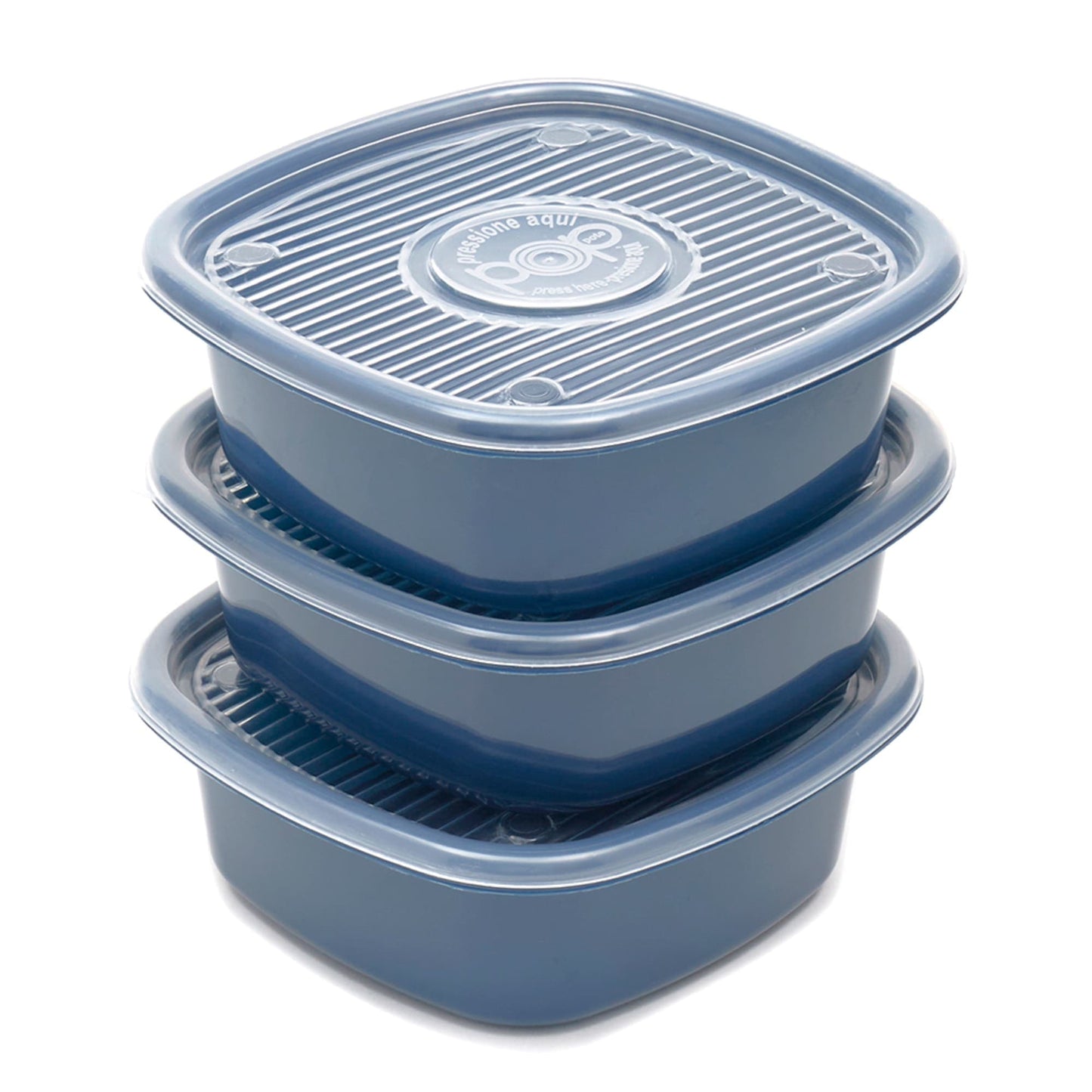 6 Piece Square Plastic Meal Prep Set, (33.8 oz), Blue