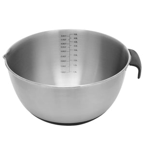 5 Qt. Stainless Steel Mixing Bowl with Measurements, Non-Skid Bottom, Handle and Pour Spout