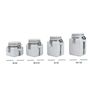 Easy Grip 4 Piece Ceramic Canisters with Spoons, White