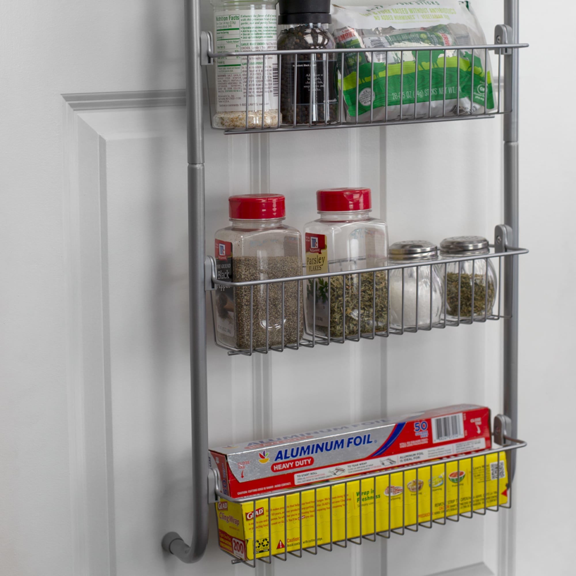 Heavy Duty 4 Tier Over the Door Metal Pantry Organizer, Grey | KITCHEN ...