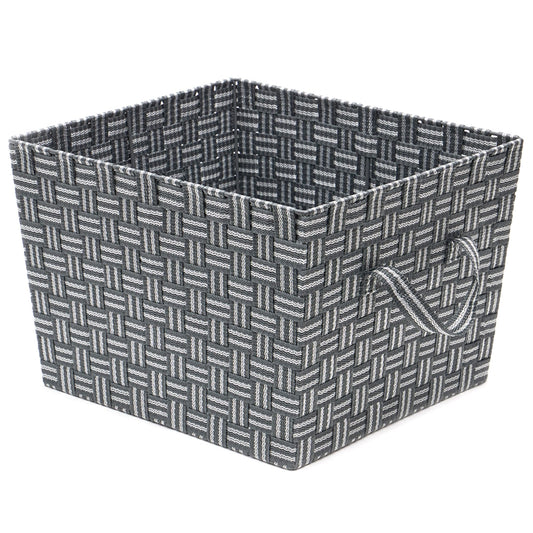 Stripe Woven Strap X-Large Storage Bin, Grey