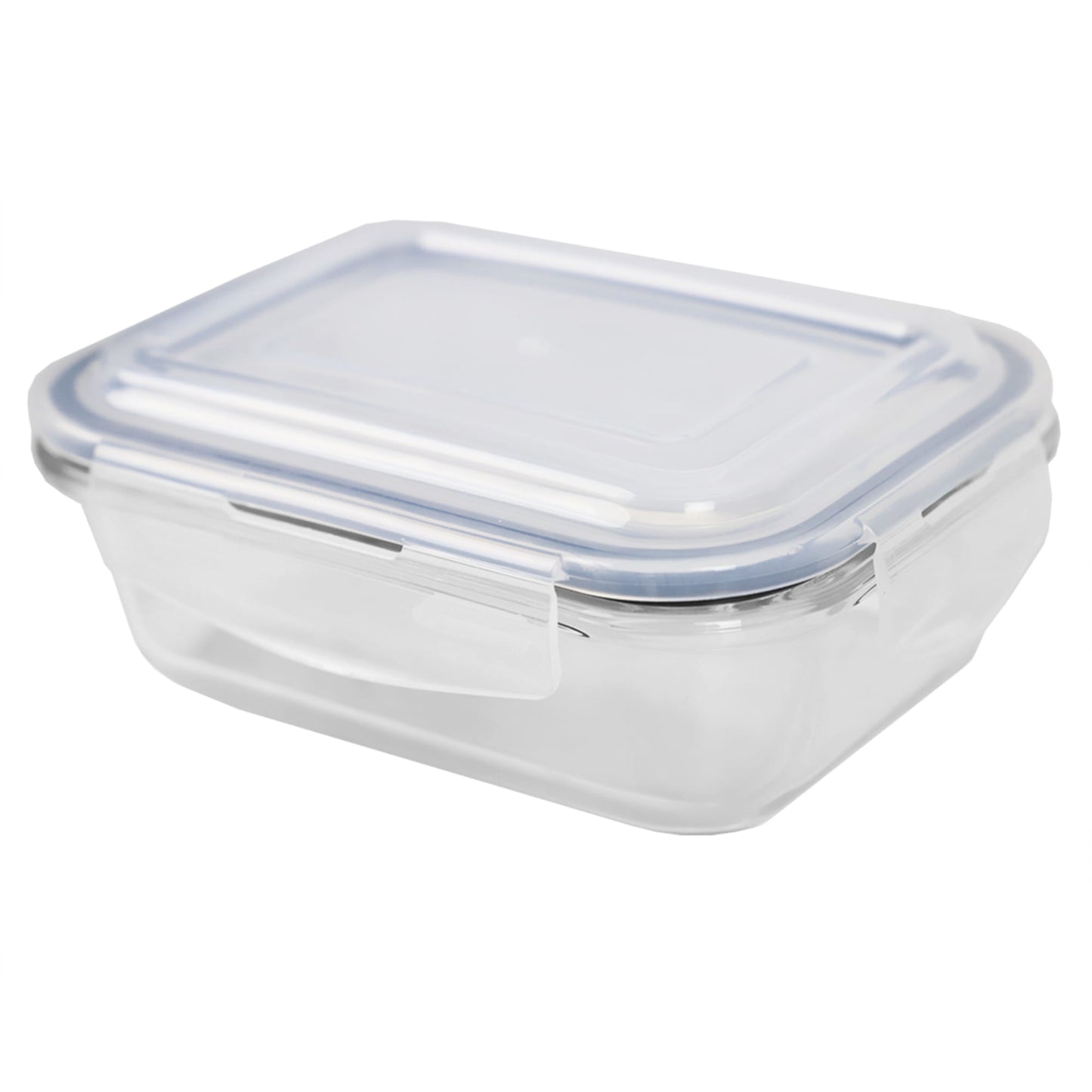 Michael Graves Design 21 Ounce High Borosilicate Glass Rectangle Food Storage Container with Indigo Rubber Seal