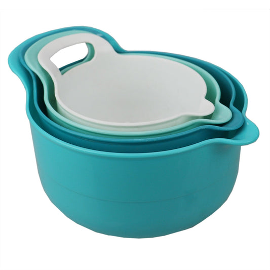 4 Piece Plastic Nesting Bowls with Pouring Spout and Handle