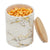 Marble Like Medium Ceramic Canister with Bamboo Top, White