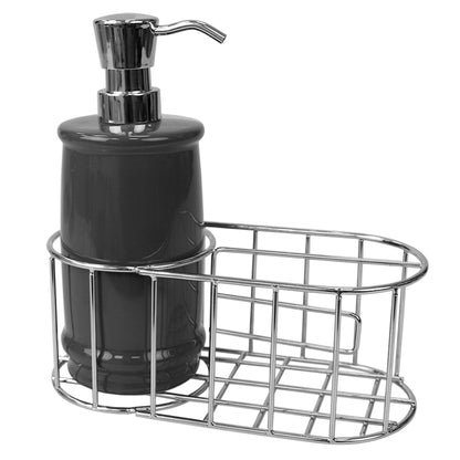 8 Oz Ceramic Soap Dispenser with Metal Caddy