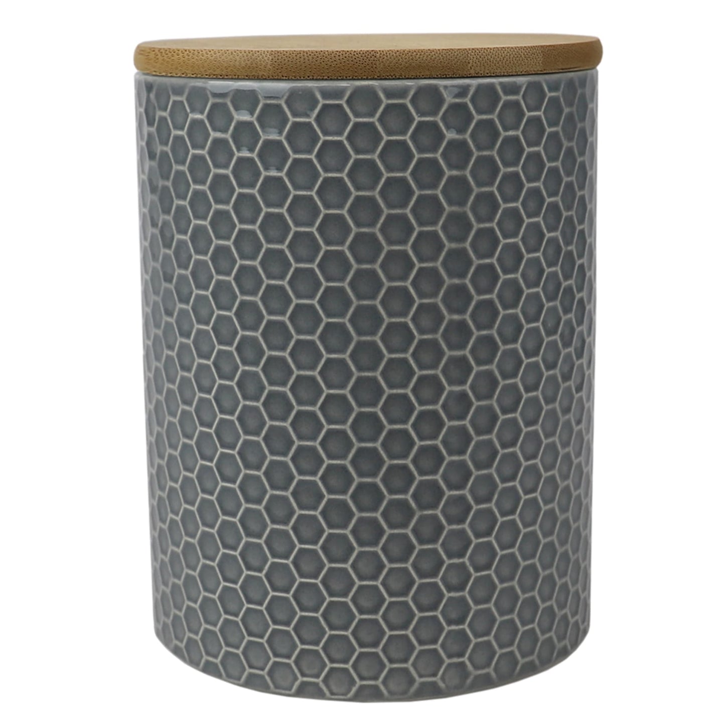 Honeycomb Medium Ceramic Canister, Grey