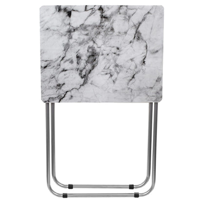 Marble Multi-Purpose Foldable Table, Grey/White