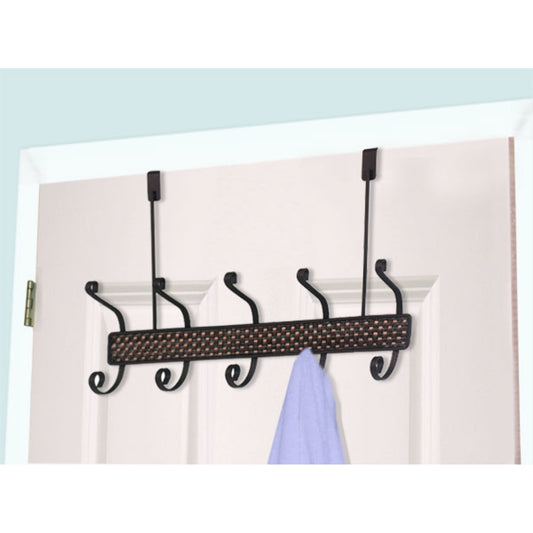 Over the Door 5 Hook Hanging Rack, Bronze