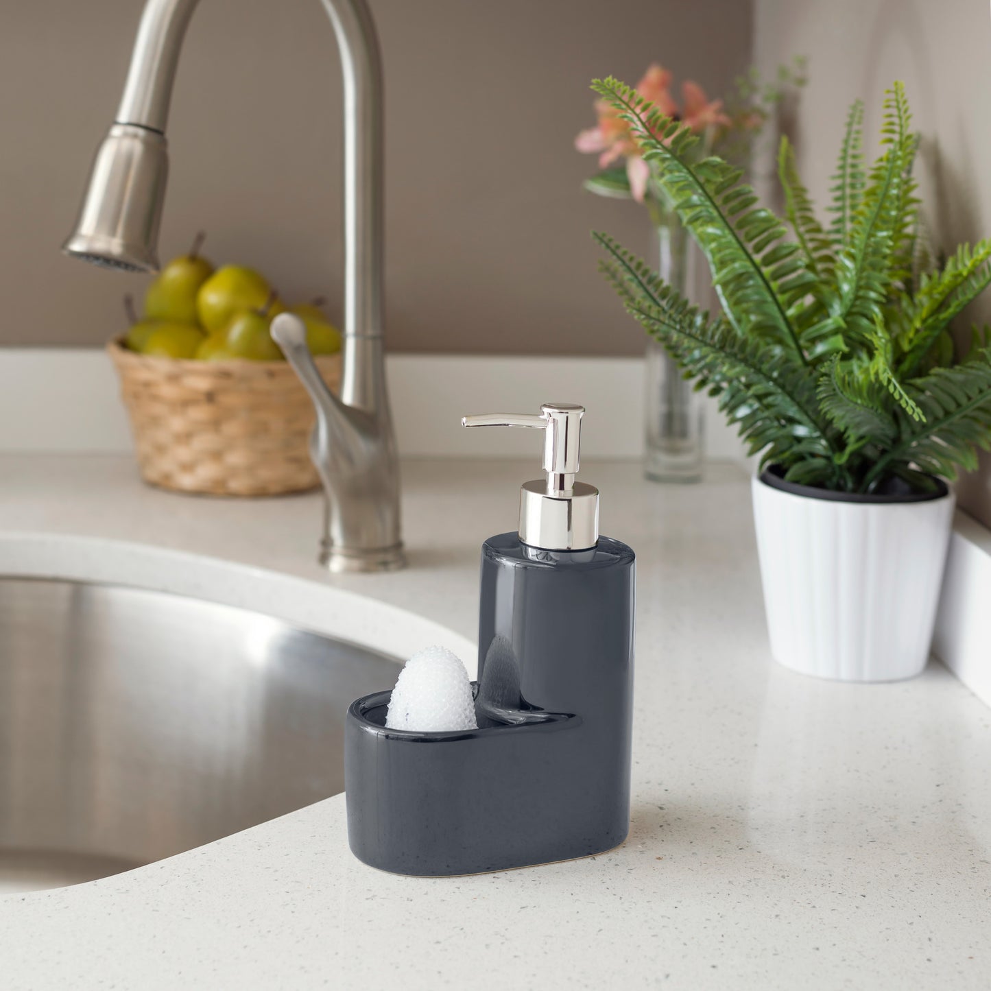 Ceramic Soap Dispenser with Sponge