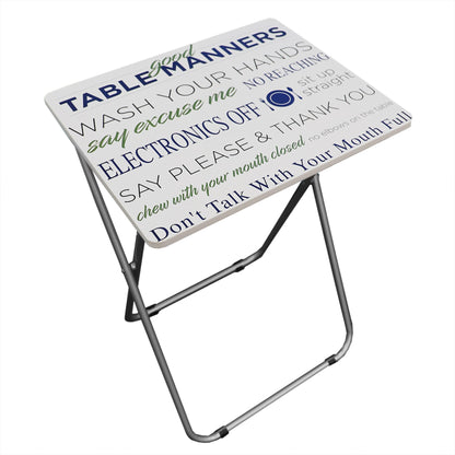 Mind your Manners Multi-Purpose Foldable TV Tray Table, White