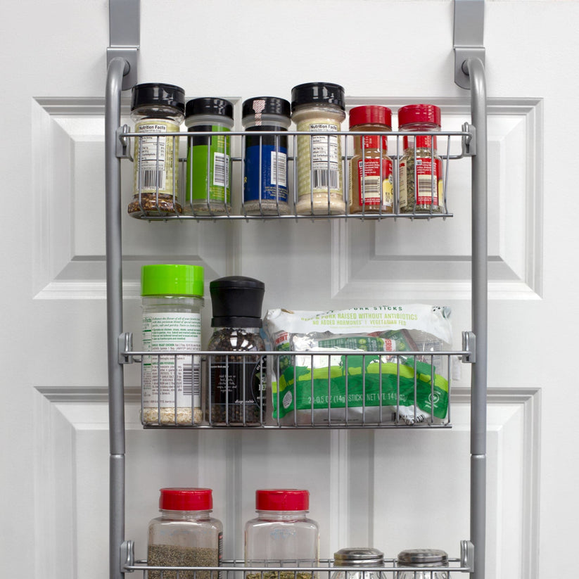 Heavy Duty 4 Tier Over the Door Metal Pantry Organizer, Grey | KITCHEN ...