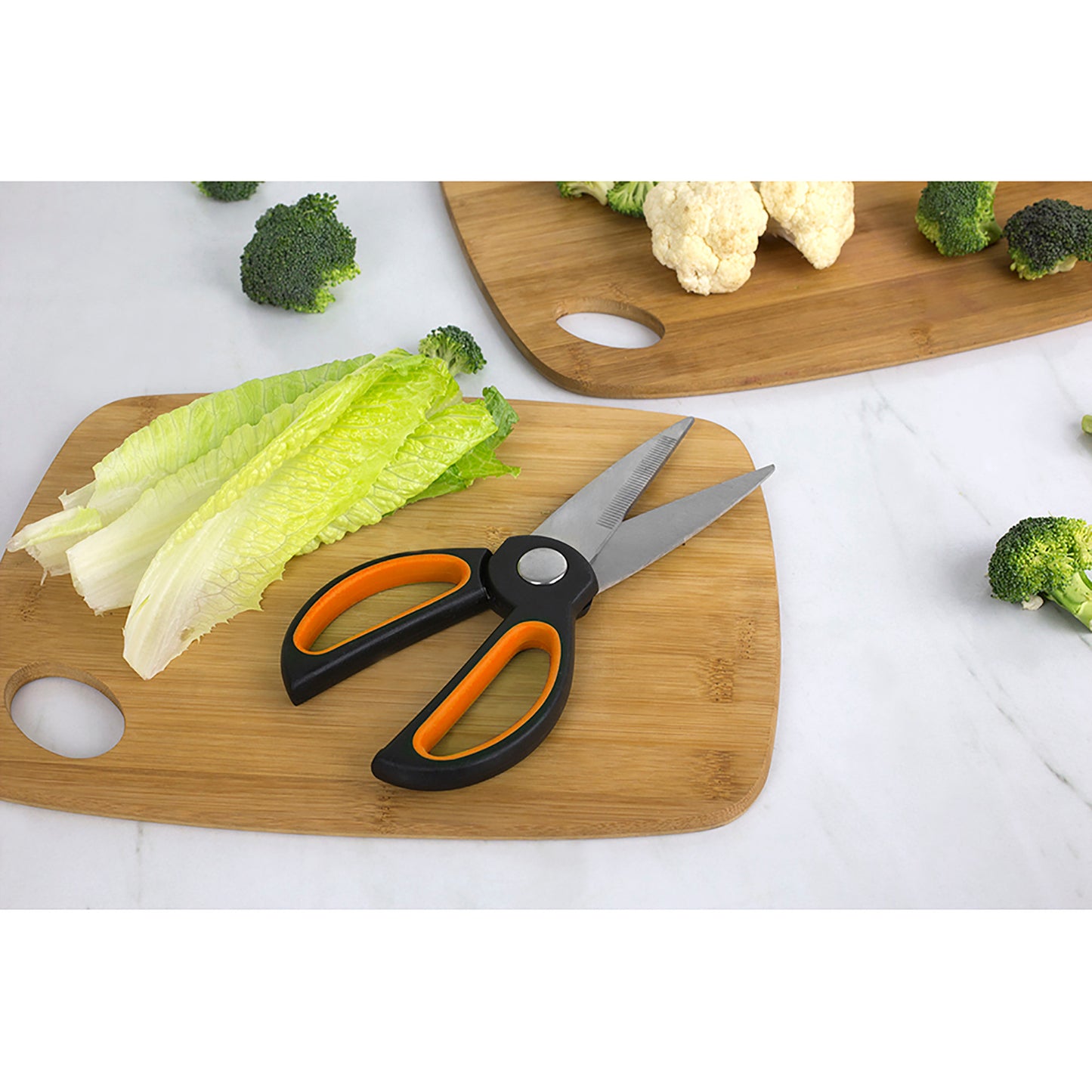 Home Basics Kitchen Shears with Silicone Grip Handles - Orange