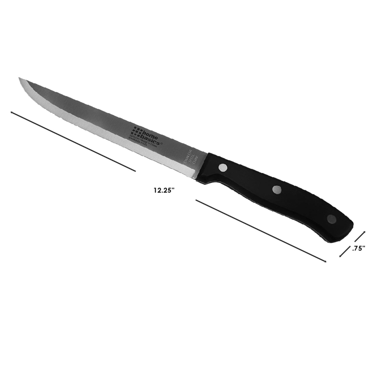8" Stainless Steel Carving Knife with Contoured Bakelite Handle, Black