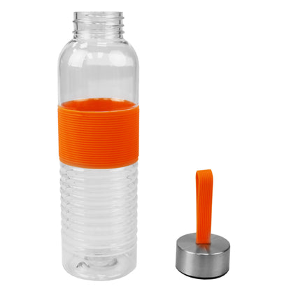 Home Basics 20 Oz. Plastic Travel Bottle with Built-in Carrying Strap and Textured Grip, Orange - Orange