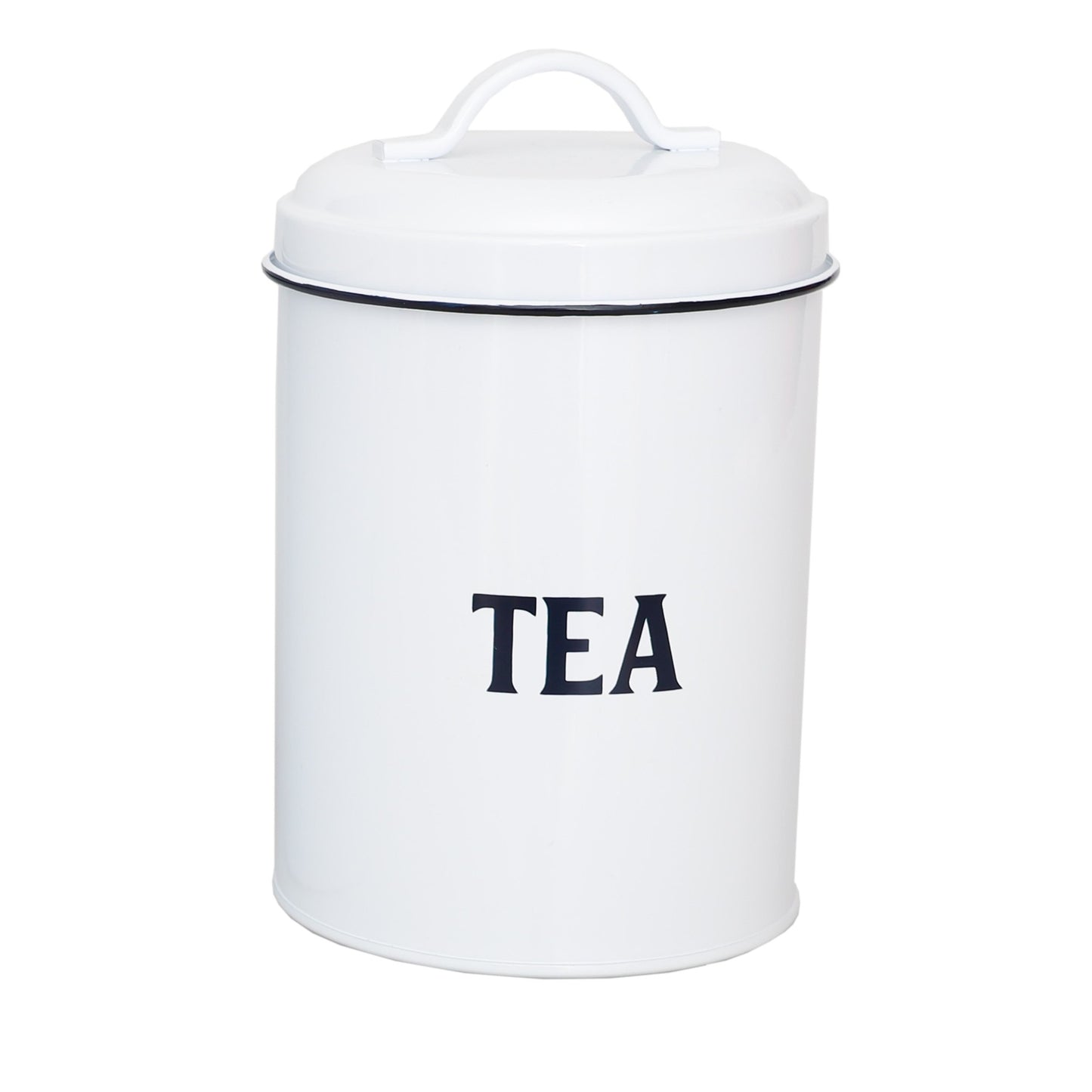 Home Basics Countryside Tea Tin Canister, White - Tea