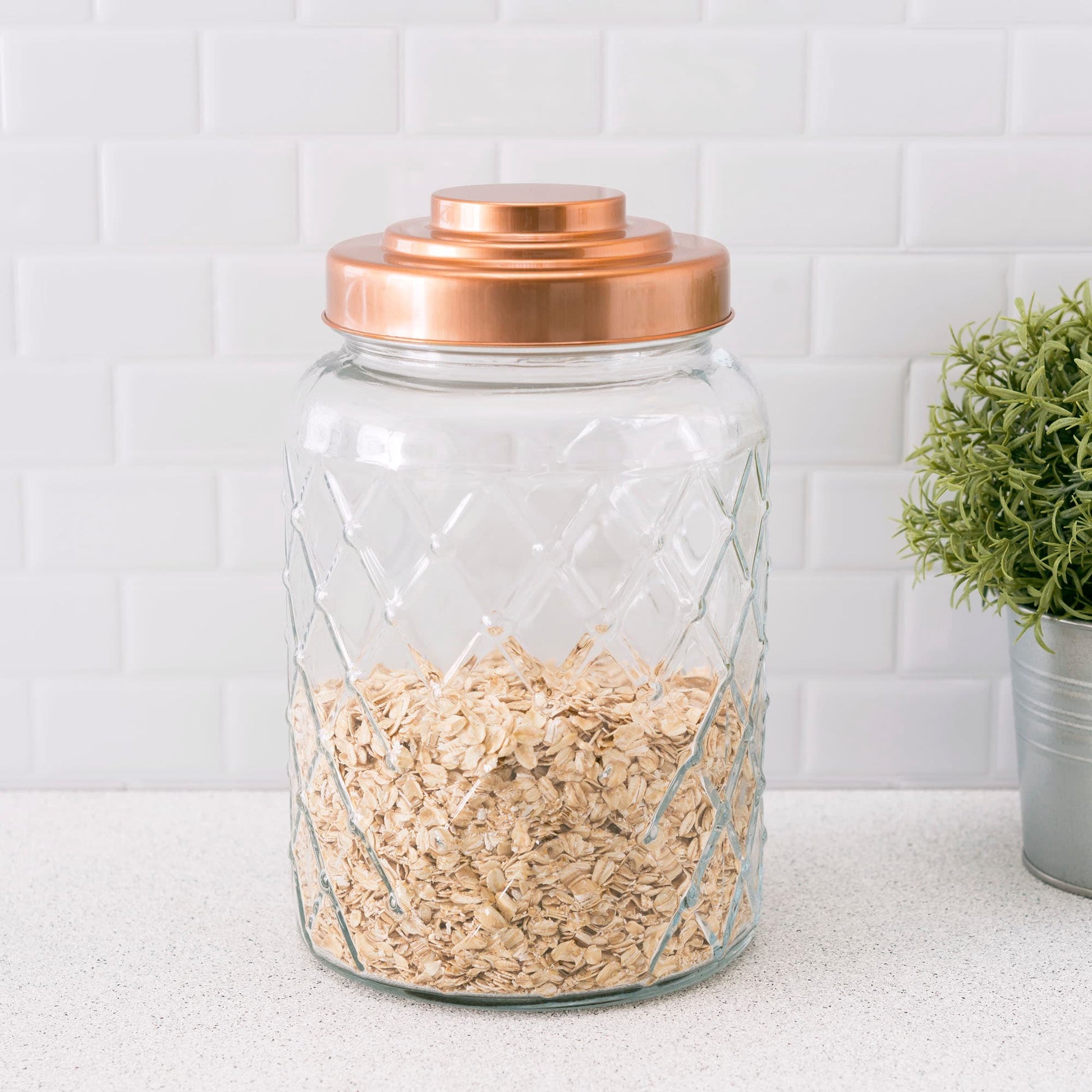 Home Basics Glass Jar with Copper Top Medium