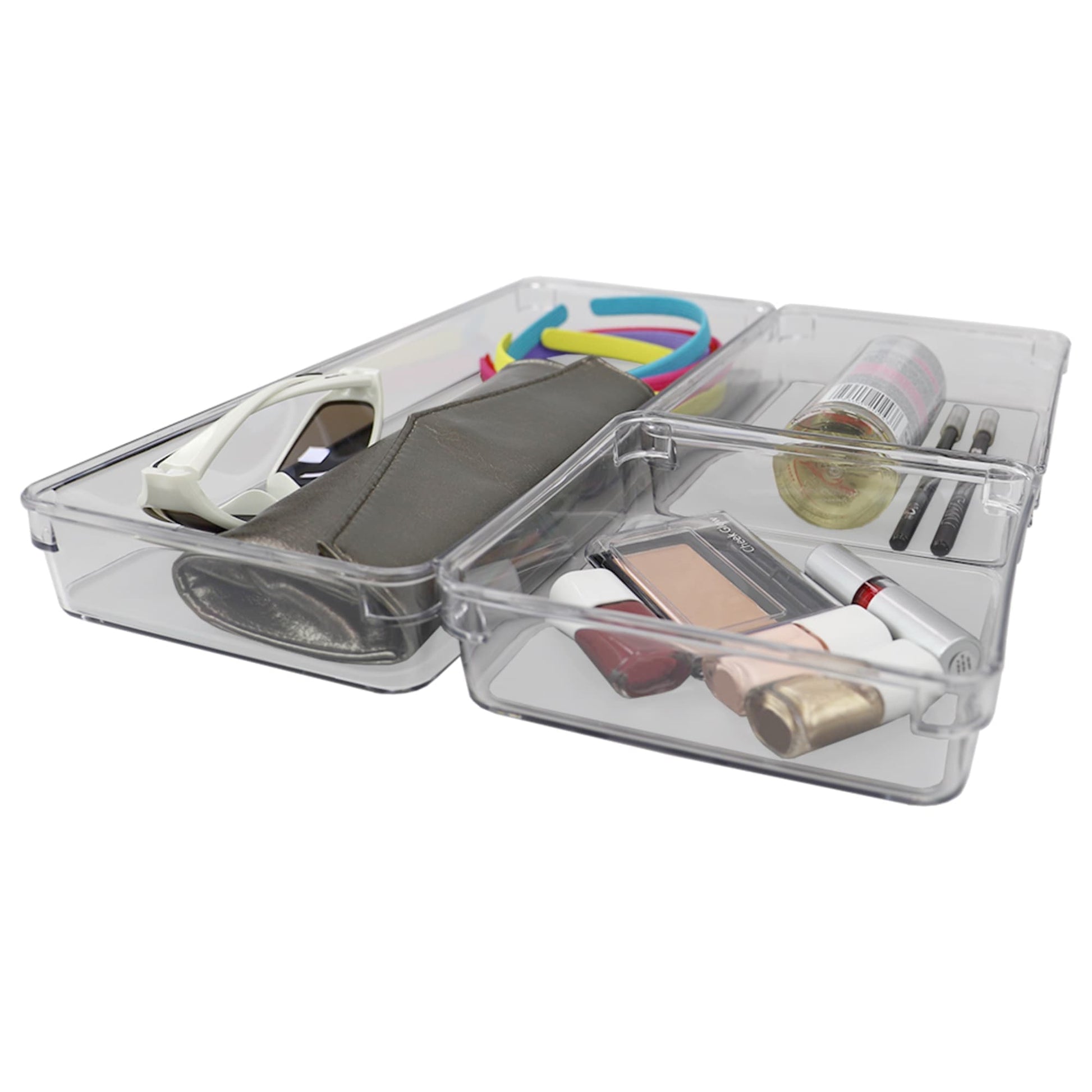 Multipurpose Organizer with Divided Slide-Out Storage Bins for