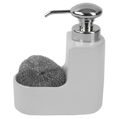 Home Basics 10 oz. Marble Ceramic Soap Dispenser with Sponge, Chrome - Chrome