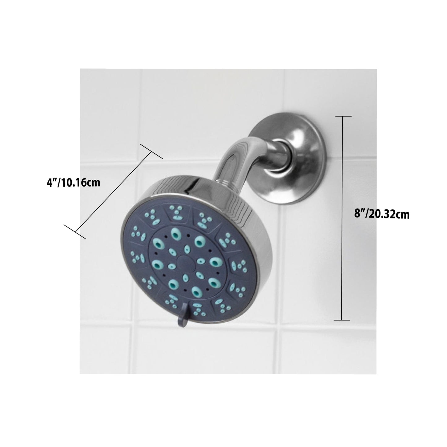 Pure Paradise 3.75 in. Fixed Shower Head 5 Function Shower Massager, Chrome
