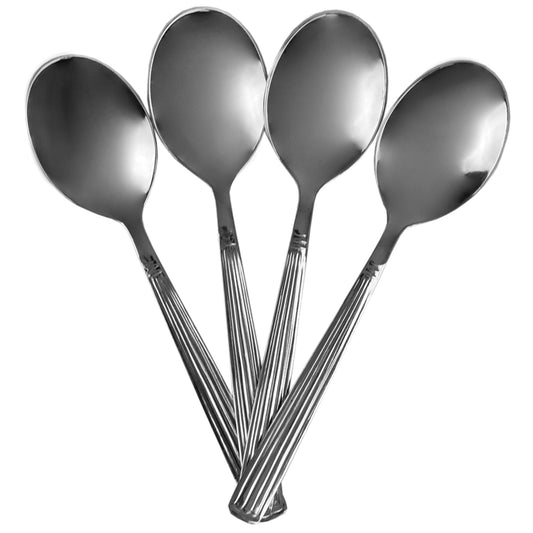 Eternity Mirror Finish 4 Piece Stainless Steel Tea Spoon Set, Silver