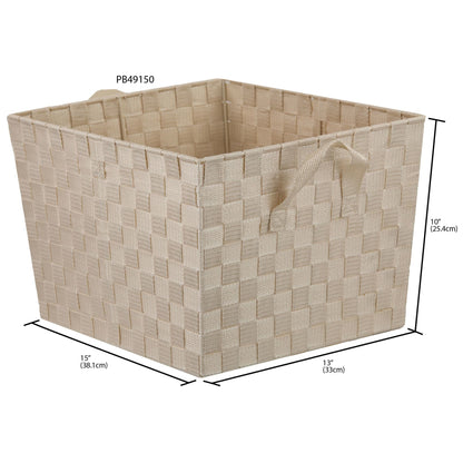 X-Large Polyester Woven Strap Open Bin, Ivory