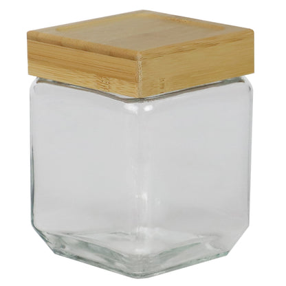 42 oz Square Glass Canister with Bamboo Lid