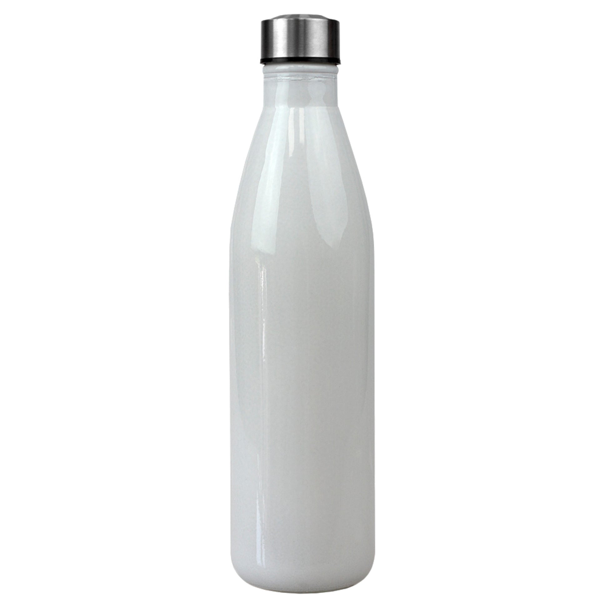 Home Basics Solid 32 oz. Glass Travel Water Bottle with Easy Twist-on Leak Proof Steel Cap, White - White