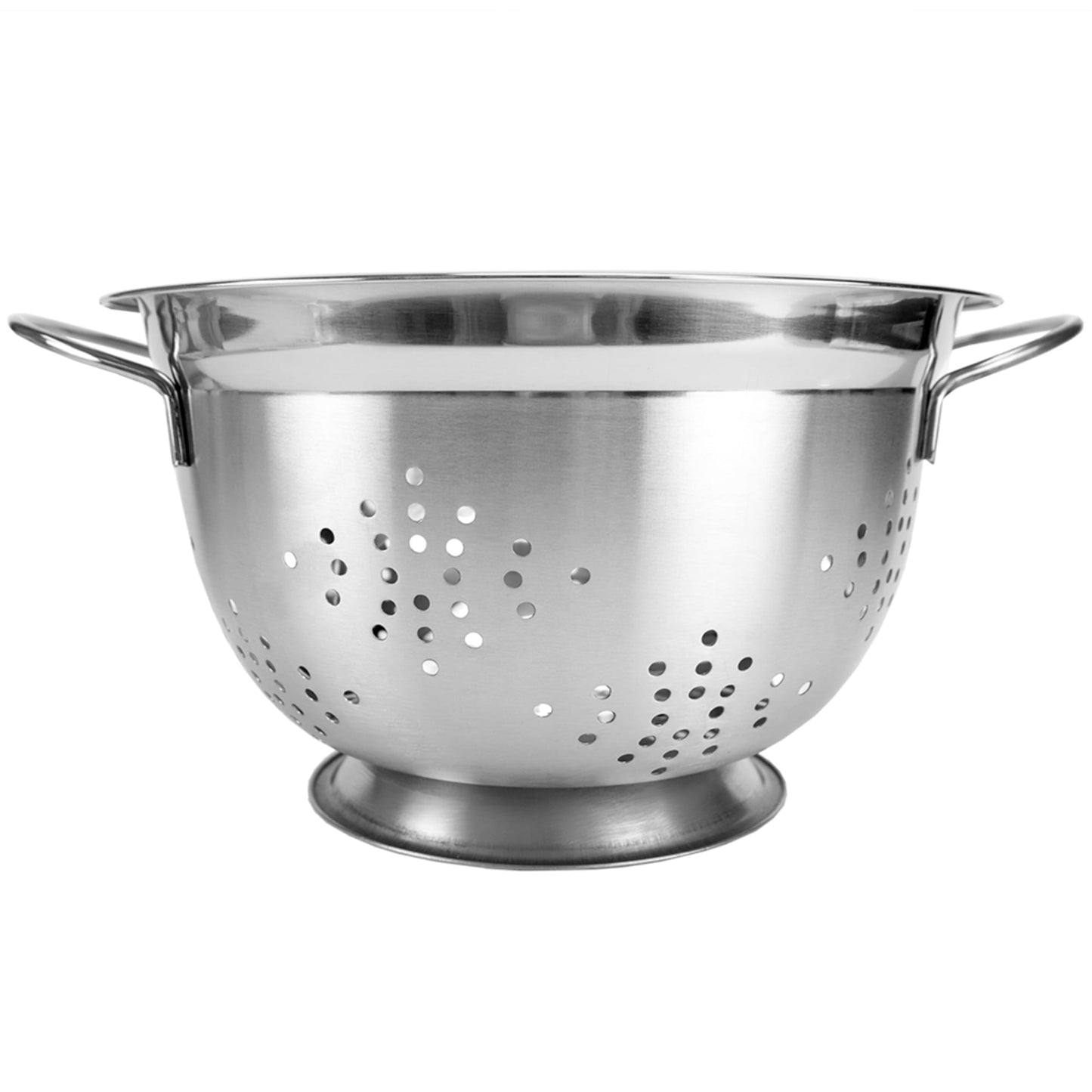 5 QT Deep Colander with High Stability Base and Open Handles, Silver