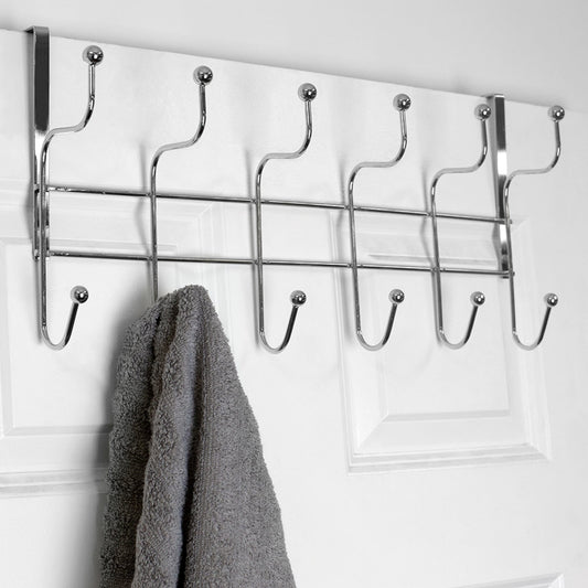 Nico 6 Hook Over the Door Hanging Rack, Chrome