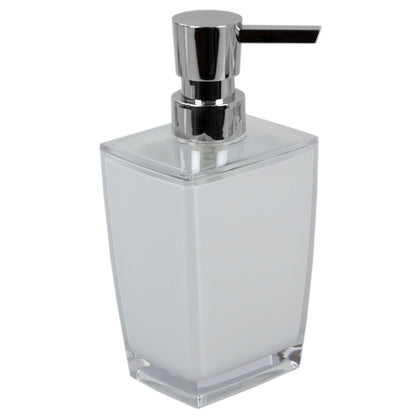Acrylic Plastic 10 oz.  Hand Soap Dispenser with Rust-Resistant Brushed Stainless Steel Pump, White