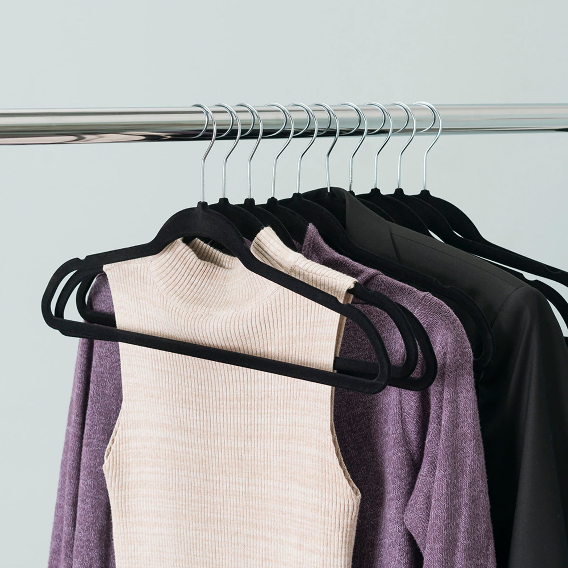 Non-Slip Velvet Shirt Hanger Black Pkg/10, 17 x 1/4 x 9 H | The Container Store