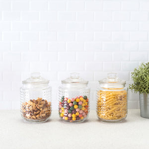 Dott 40.5 oz. Glass Canister, (Set of 3), Clear