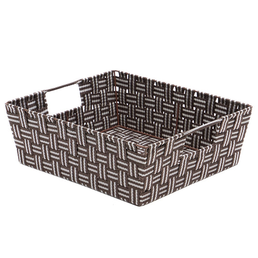 Stripe Woven Strap Large Storage Bin, Brown