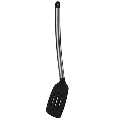 Stainless Steel Silicone Slotted Spatula, Black