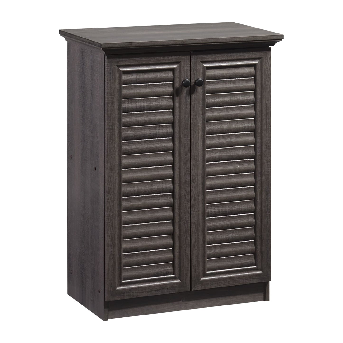 4 Tier Shoe Cabinet with Louvered Doors, Ash