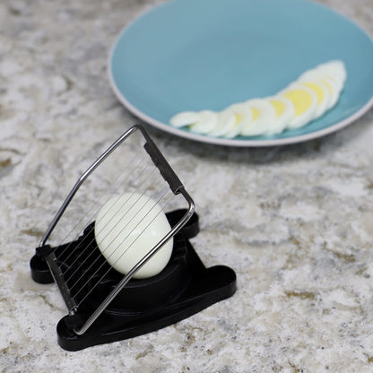 Multipurpose Stainless Steel Wire Plastic Egg Slicer, Black