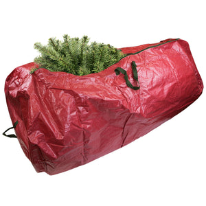 Textured PVC Artificial Christmas Tree Holiday Storage Bag Organizer with Reinforced Nylon Handles, Red