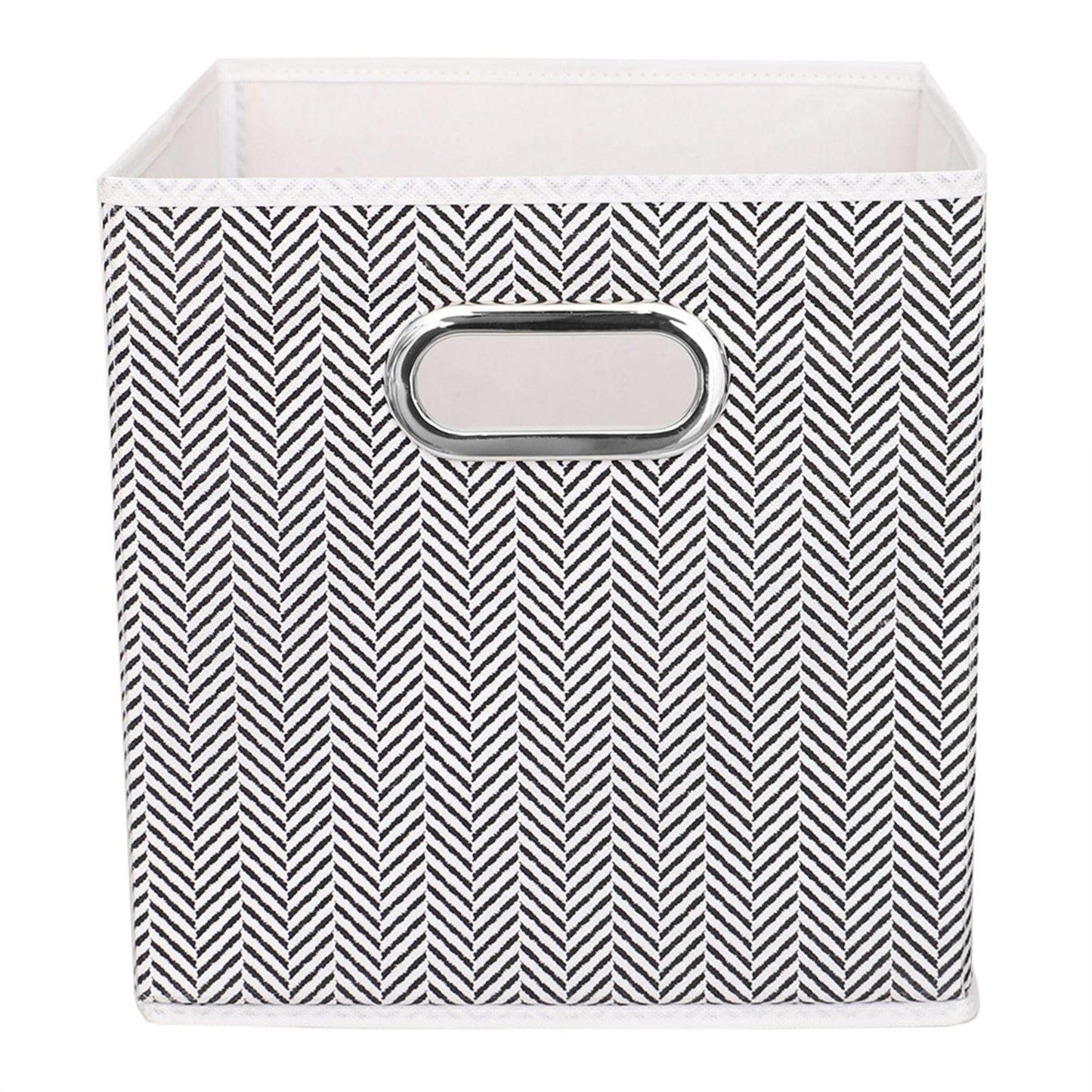 Herring Weave Collapsible Non-Woven Storage Bin with Grommet Handle, Black
