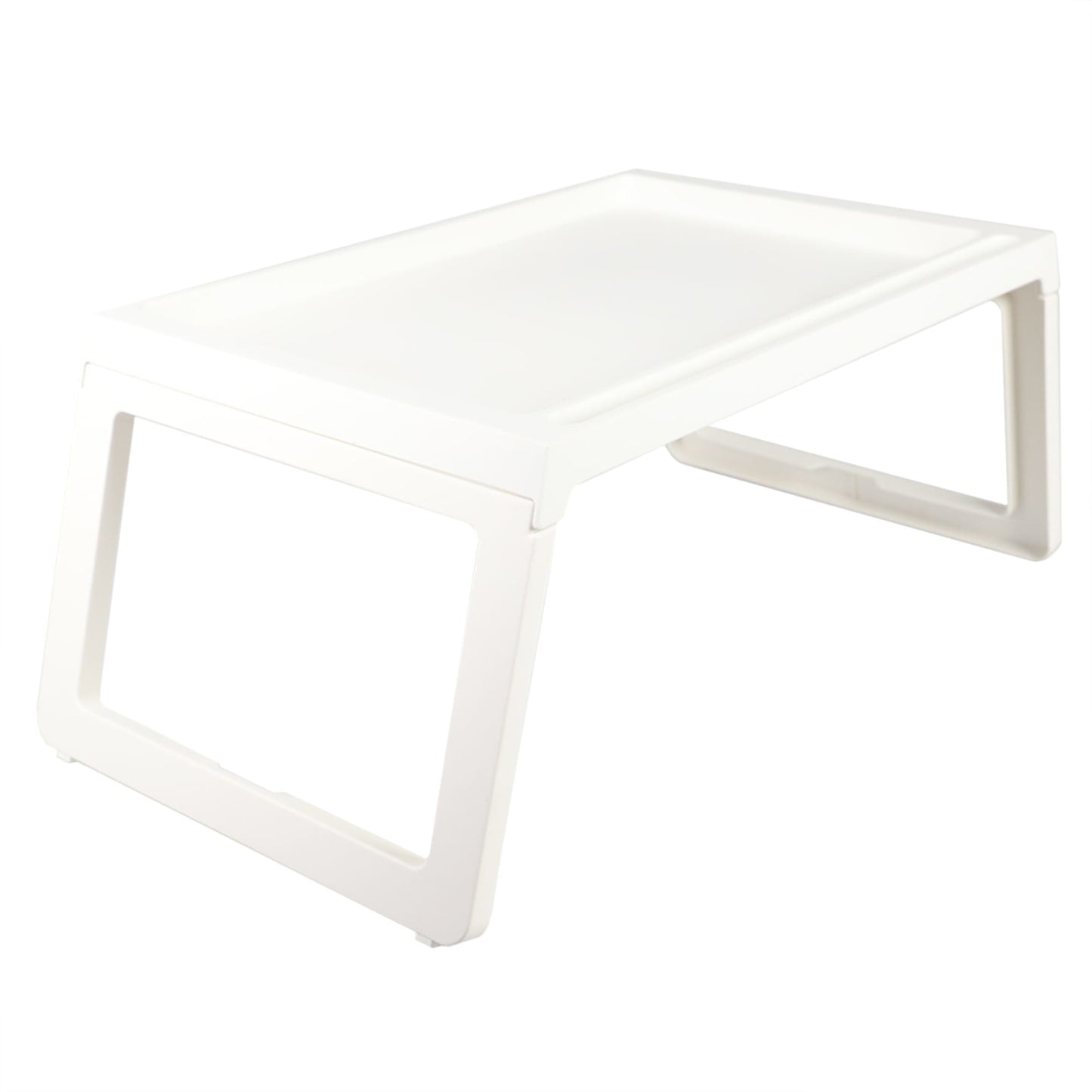 Recessed Top Plastic Bed Tray with Phone and Pen Holder, White
