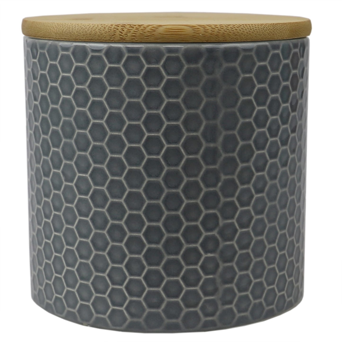 Honeycomb Small Ceramic Canister, Grey