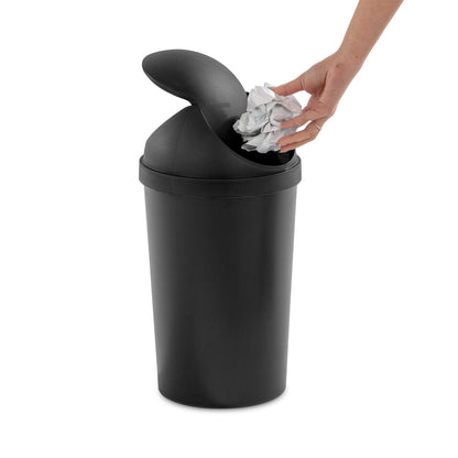 Sterilite 3 Gallon / 11.4 Liter Round SwingTop Wastebasket Black