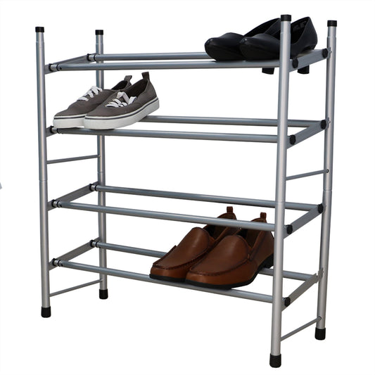 Expandable 4 Tier Steel Shoe Rack, Chrome