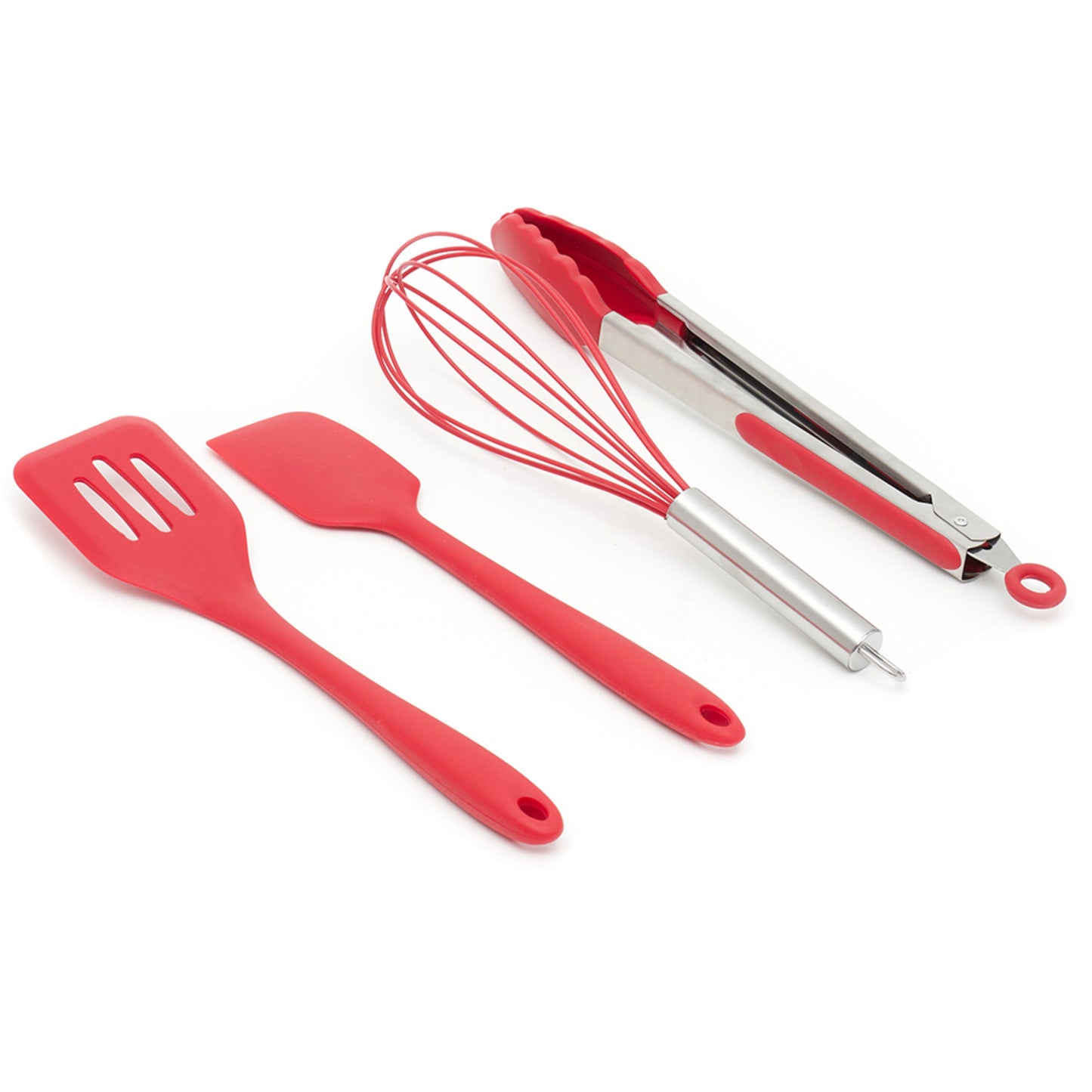 Home Basics 4 Piece Silicone Baking Tool Set, Red - Red