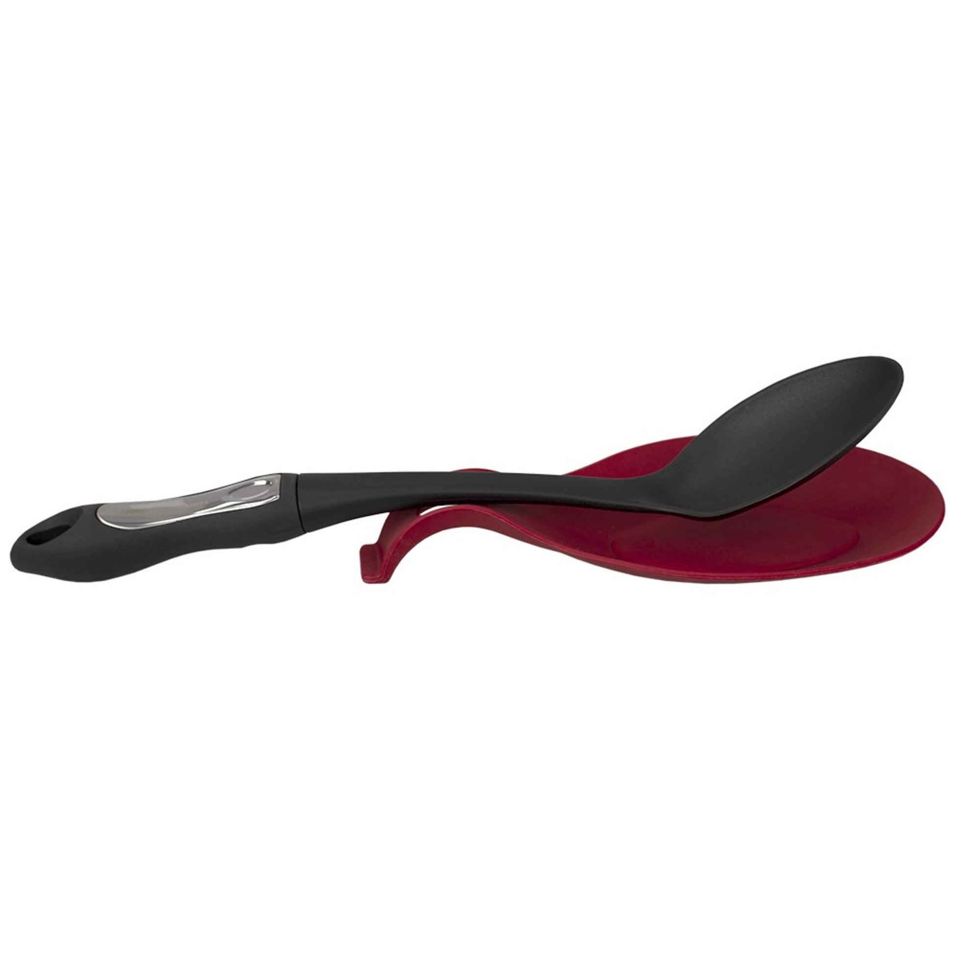 Home Basics Food Grade Flexible Silicone Oversized Almond Shaped Spoon Rest, Red - Red