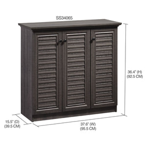 4 Tier Wide Shoe Cabinet with Louvered Doors, Ash