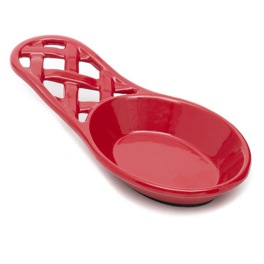 Weave Cast Iron Spoon Rest, Red