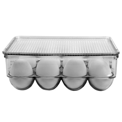 12 Egg Plastic Holder with Lid, Clear