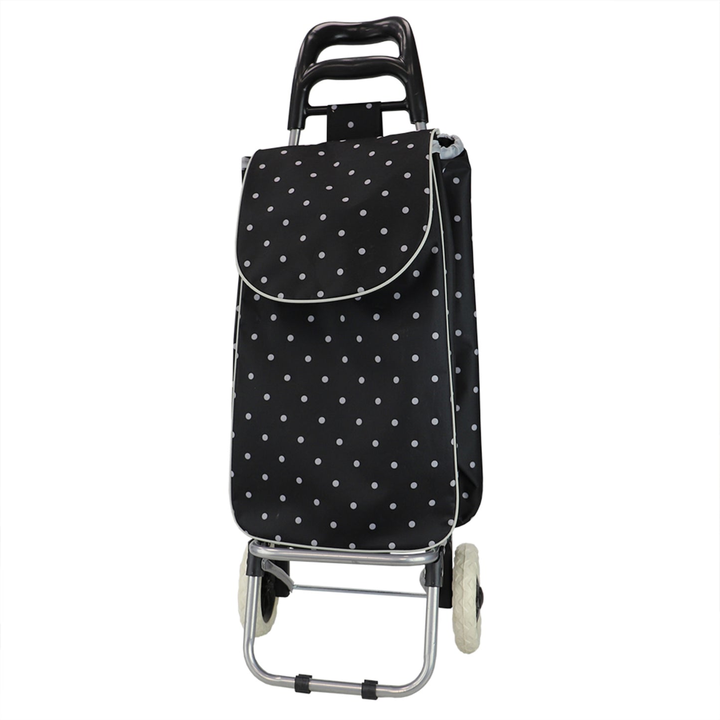 Home Basics Polka Dot Multi-Purpose Rolling Cart With Built-In Chair, Black - Black