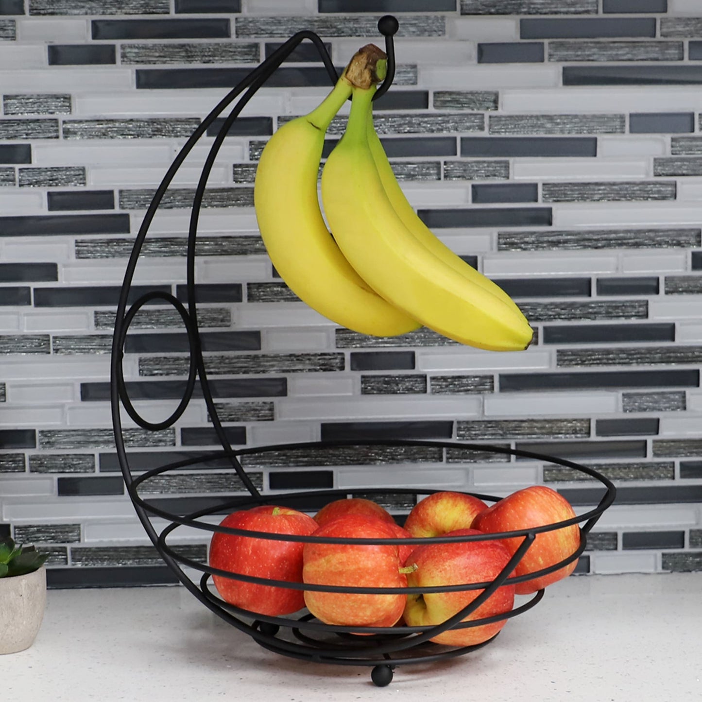Wire Collection Fruit Bowl with Banana Tree, Black
